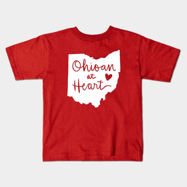 Ohioan At Heart: Ohio State Pride Calligraphy Kids T-Shirt by Tessa McSorley